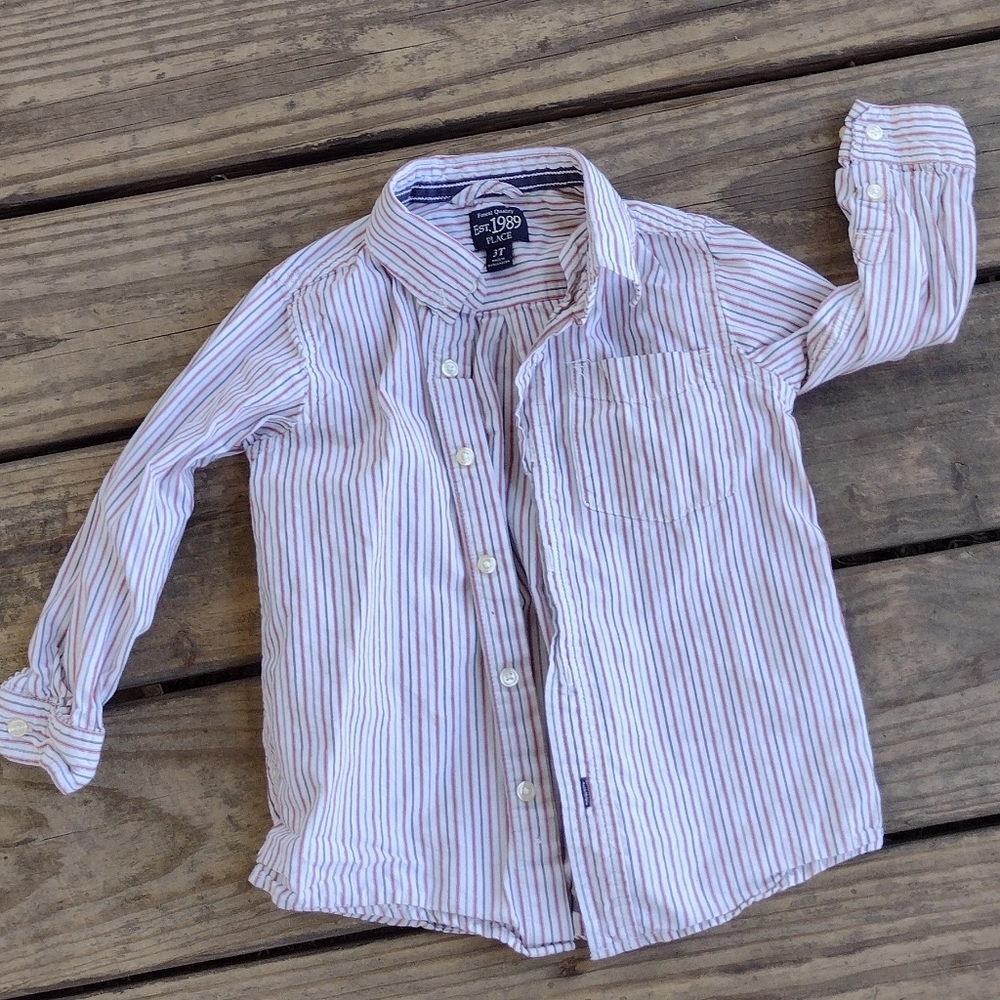 K) The Children's Place Boys' Long Sleeve Button-Up Shirt – Size 3T
